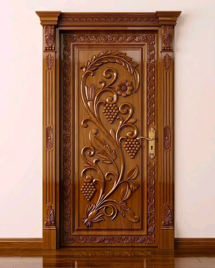 Ornately carved premium wooden door