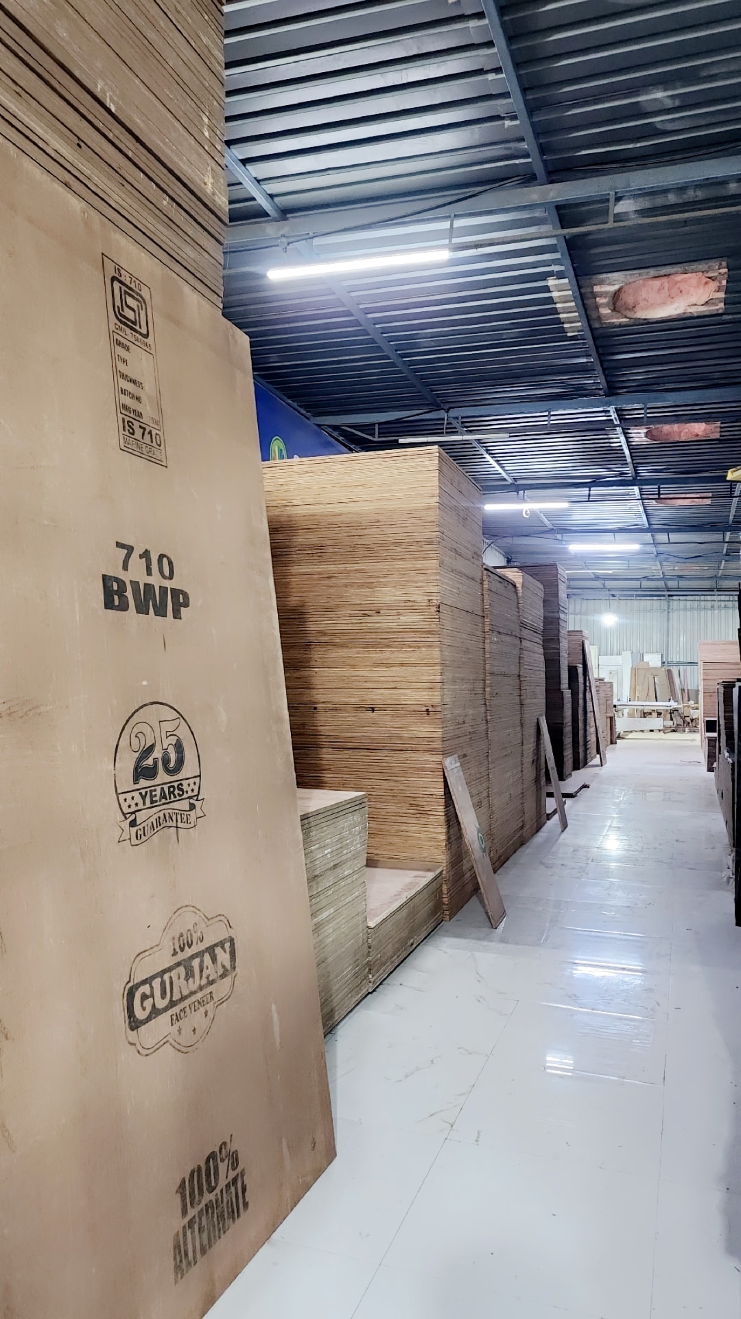 BWP plywood sheets stocked in the warehouse