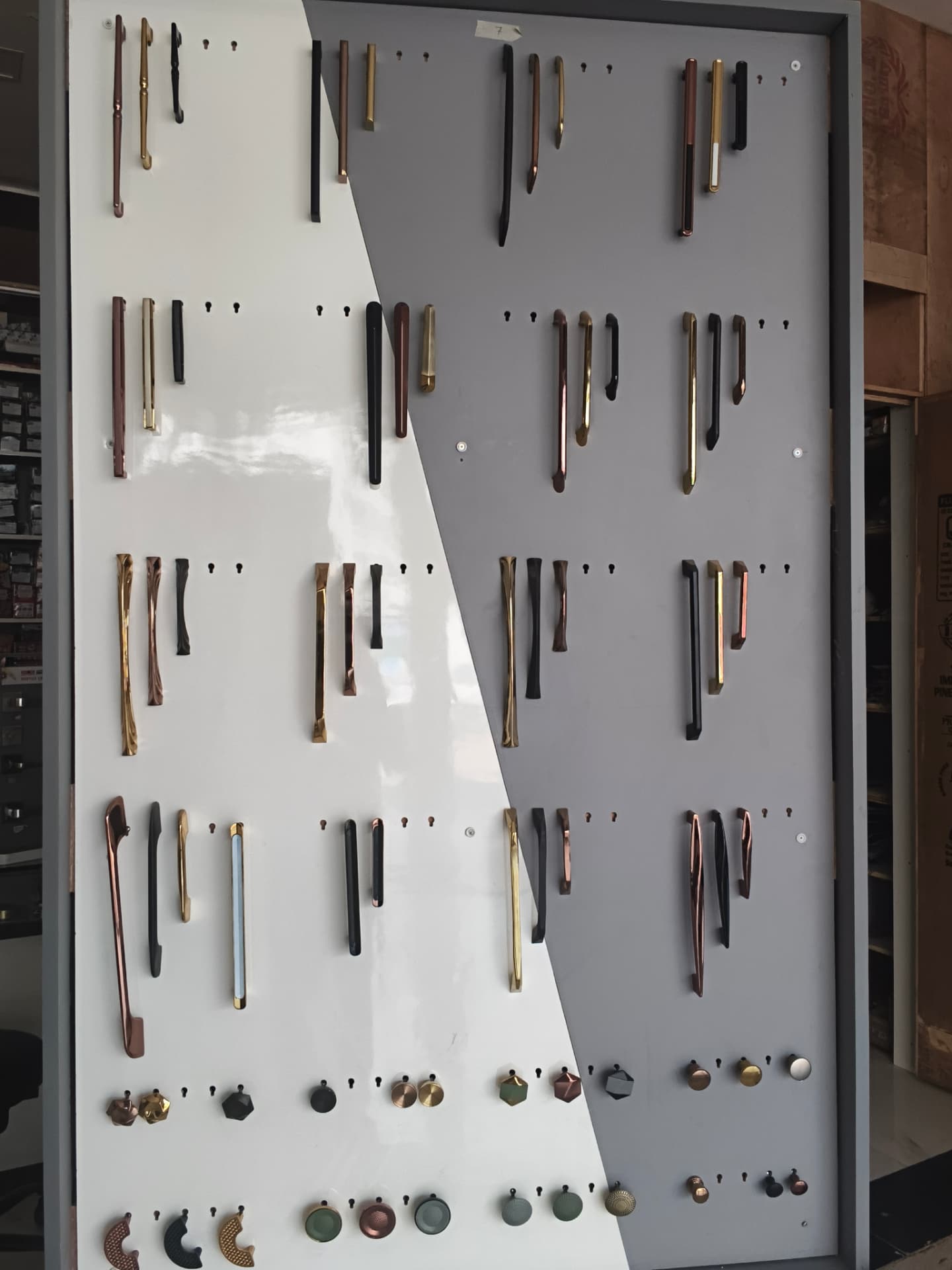 Designer furniture handles and knobs display