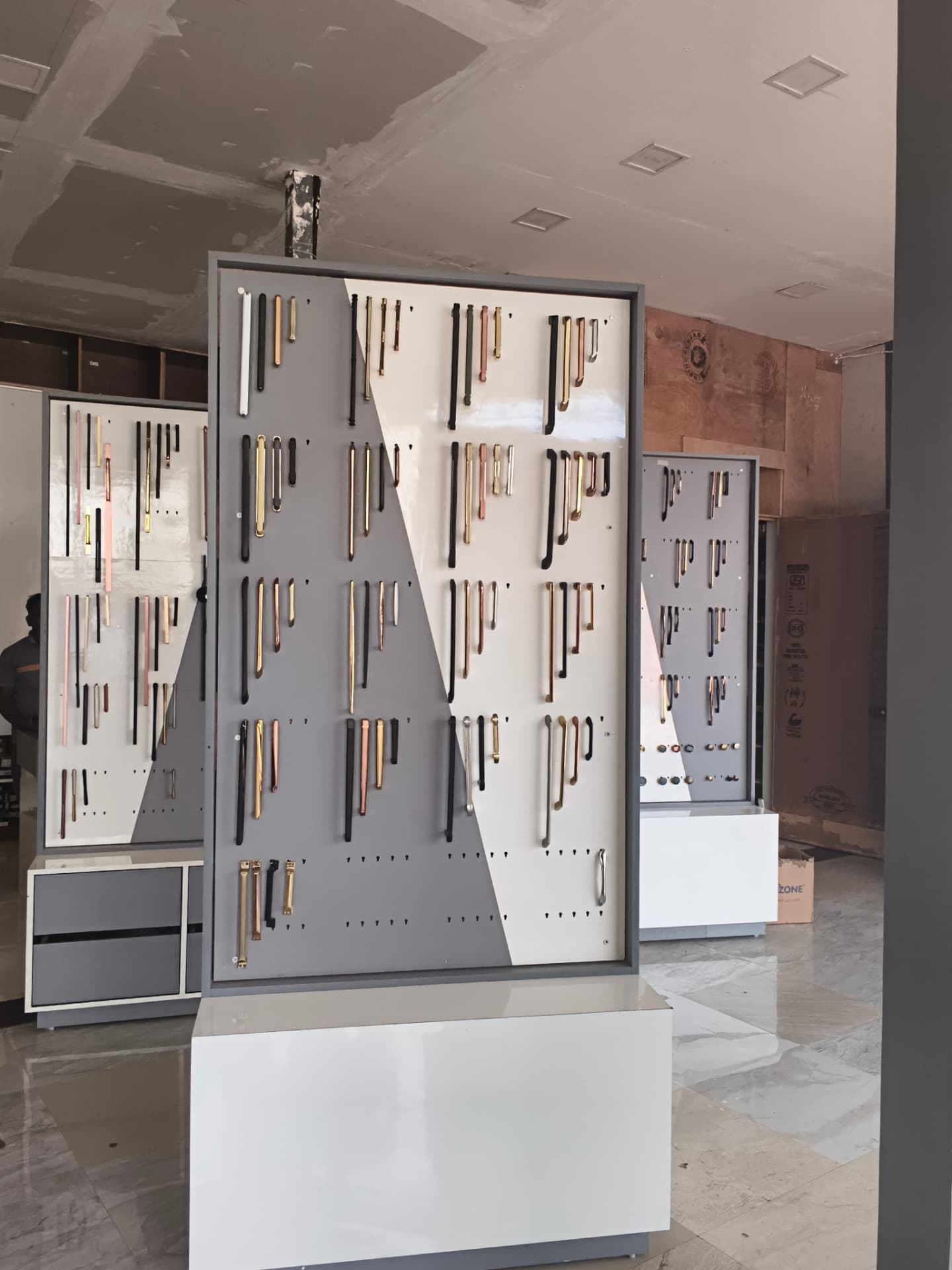 Furniture handle displays inside the showroom
